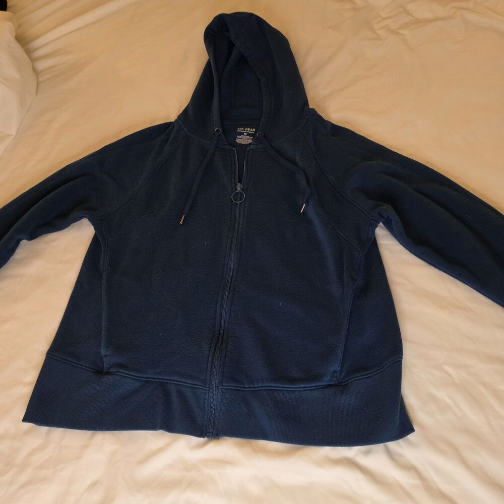 Tek Gear Ultrasoft Fleece Jacket Womens Medium Navy Blue Full Zip Hoodie Pockets